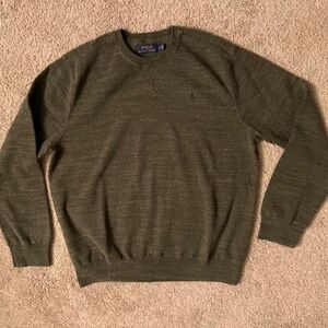 Polo Ralph Lauren Men's L Sweater Crew Green Olive Army Brown Heather Sweatshirt